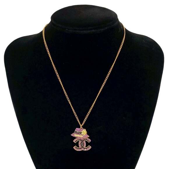 CHANEL Authentic Black Logo Necklace - Picture 1 of 4